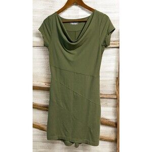 Royal Robbins Dress Women’s XS Green Asymmetrical Travel Cowl Neck Zip Pocket